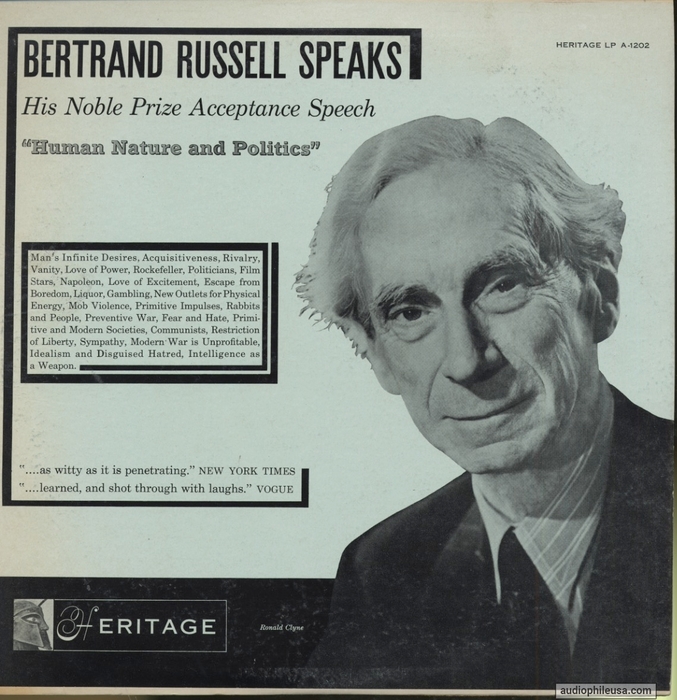 Russell, Bertrand - His Nobel Prize Acceptance Speech "Human Nature And ...